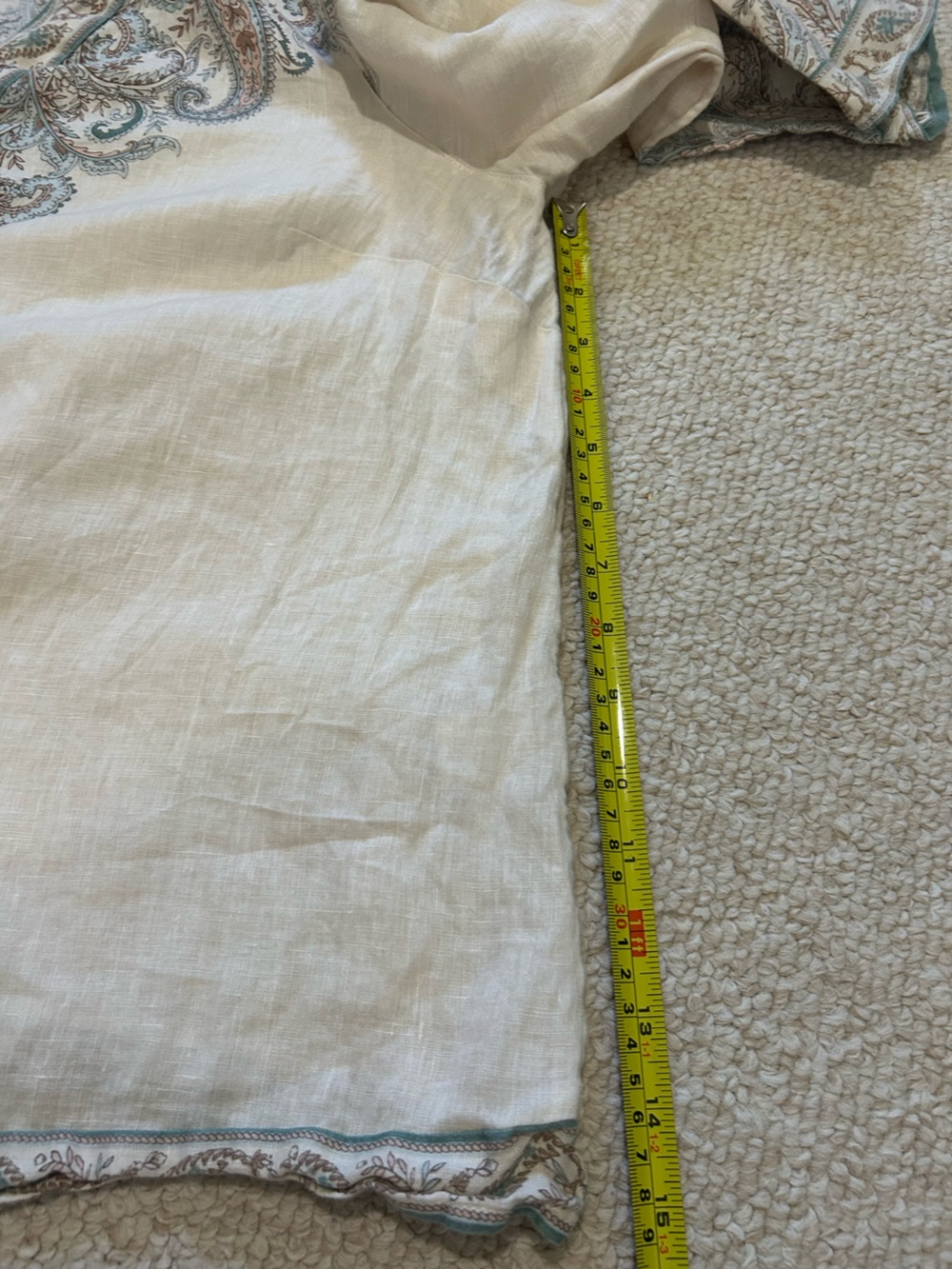 J. Jill Love Linen paisley buttoned V-neck Size XL Cream tunic 3/4 sleeve - Picture 13 of 13